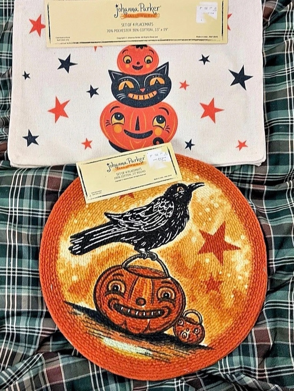 Johanna Parker Halloween two Set of 4 Placemats Halloween Placemats Set of 4 NWT
